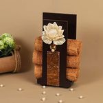 COCKTAIL Handcrafted Wooden Hand Towel Holder| Towel Stand for Bathroom| Napkin Holder for Washbasin| Towel Stand| Guests Towel Organizer Rack| Bathroom Accessories |Towel Rack Brown (Lotus-C)