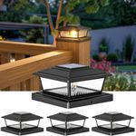 btfarm 4 Pack Solar Post Lights Outdoor Garden, 2 Modes Solar Fence Post Cap Lamp Waterproof, Square Post Lights Solar Powered Fit 4x4 5x5 6x6 Wooden Vinyl in Patio Deck Stair Yard Decor - Warm White