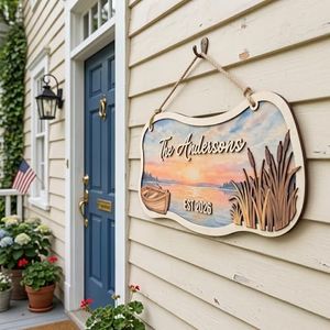 Personalized Lake House Sign, Custom Family Name Wood Sign, 3D Birchwood Wall Decor, Housewarming Gift, Wedding Gift, Lake Cabin Rustic Home Decor (Lake House, Huge 40x20")