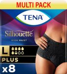 TENA Silhouette Pants | Plus | High Waist | Black | Size Large | Incontinence Pants | 4 Packs of 8