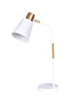 TEKLED® LED Desk Lamp | Elegance Curve Rotatable Table Light with Gold Steel Feature | Replaceable E27 Edison Screw Bulb Holder | for Bedside Reading Office Work Architects Students - White