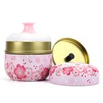 LIONVISON Baby Powder Puff Box: Medicated Talcum Powder Case with Soft Powder Puff - Storage Jar for Coffee Beans Candies Small Items(Pink)