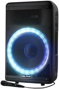 Dolphin BoxParty 1600: 15" High Powered Bluetooth Party Speaker – Deep Bass, Loud Sound System with LED Lights, Includes Microphone and Remote Control