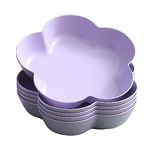 5 Pack Small Dessert Bowls 21oz, 7 Inch Wheat Straw Snack Appetizer Plates, Pinch Prep Bowls for Cooking, Seasoning Spice Dipping Bowls Dishes, Reusable Cake Plates for Party BBQ (Purple)