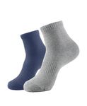 Jockey Men's Ankle Length Compact Cotton Stretch Socks with StayFresh Treatment (Pack of 2) 7106_Navy&Mid Grey Mel_Free Size