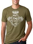 Silk Road Tees Supercharger Engine Car Amateur American Muscle Car V8 Engine T-Shirt Tee XXXX-Large Military Green