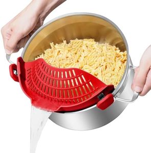 AUOON Oversized Pot Strainer Clip on Silicone - Family-Style Design Pasta Strainer Heat Resistant Kitchen Colander for Spaghetti and Noodles | Dishwasher Safe