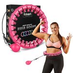 K-MART Smart Hula Ring Hoops, Weighted Hula Circle 24 Detachable Fitness Ring with 360 Degree Auto-Spinning Ball Gymnastics, Massage, Adult Fitness for Weight Loss (Hot Pink)