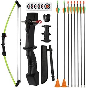 The7boX 18lb Junior Compound Bow Set, Archery Set, Dual Arrow Rest for Left and Right Hands Equipped with 6 Blunt Arrows 2 Sucker Arrows Suitable for Beginners Target Practice Outdoor Archery Training