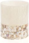 Creative Scents Small Bathroom Trash Can - Decorative Bathroom Wastebasket with Beautiful Mother of Pearl Shells; Modern Round Waste Basket for Bathroom, Bedroom Or Living Room (Milano Collection)