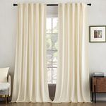 MIULEE Velvet Curtains 96 inches - Luxury Blackout Curtains for Bedroom Living Room Thermal Insulated Super Soft Window Drapes Rod Pocket & Back Tab, Cream White, W52 x L96 inches, 2 Panels