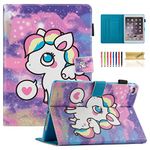 Dteck Shockproof Case for iPad 9.7-Inch 2017/2018 - Magnetic Smart Stand Pencil Holder Folio Case with Auto Sleep Wake for Apple iPad Air 2013/ Air 2 2014/ iPad 5th/6th Generation Tablet-Purple Horse