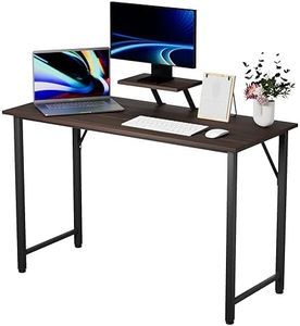 PIPIPOXER Bureau d'Ordinateur 100x50x75cm, Table de Bureau avec Support d'Écran PC Gaming Table, Bureau d'Écriture, Cadre en Métal, pour Étudier, Jouer, Travailler, Chambre, Imperméable, Noir+Marron