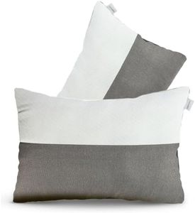 amazon basics Hollow Fiber Sleeping Pillow | Soft and Fluffy | Adjustable Height | Set of 2 | White and Brown (27 x 16 Inches)