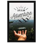 ArtX Paper Life Is An Adventure Motivational Quote Framed Wall Art Painting, wall decor for living room, Multicolor, Alphabets, 12.5 X 18.5 inches, Set of 1