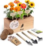 Sunflower, Marigold & Zinnia Flower Seeds Growing Kit – Complete Indoor & Outdoor Kit with Seeds for Planting, Planters, Soil, Tools, Instructions – Ideal for Gift Giving