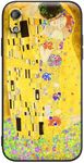 Compatible with iPhone XR Case Cute Superior Art Silicone Case with Design Unisex Yellow Romantic Luv Valentine Fancy Lover's Poetic Blooming Landscape with Screen Protector (Kiss by Gustav Klimt)