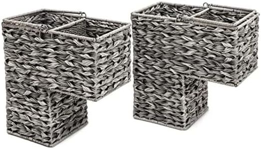 14.5" Plastic Wicker Storage Stair Basket Set With Handles by Trademark Innovations (Set of 2)