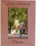 CustomGiftsNow Lucky To Call You My Papaw Engraved Natural Alder Wood Hanging/Tabletop Picture Memory Family Memorial Photo Frame