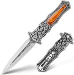 VALHALLA PASTOR Pocket Knife, 3.7'' Folding Knife with 3D Retro Embossed Pattern, Pocket Knife For Men, Liner Lock, Cool EDC Knives, Gift for men