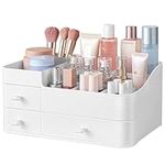 HBlife Plastic Makeup Organizer for Vanity, Large Skincare Organizers 8 Compartments Bathroom Organizer Cosmetic Storage (White)