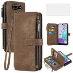 Asuwish Phone Case for LG Aristo 5/K31/Fortune 3/Phoenix 5/K8x/Tribute Monarch/Risio 4 Wallet Cover Screen Protector Flip Card Holder Cell LGK31 Rebel K 31 31K Aristo5 Plus Astro 5+ Risio4 2020 Brown