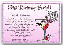 10 Personalised Birthday Party Invitations 30th 40th 50th 60th 65th 70th 80th 90th 100th female funny with envelopes J100