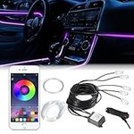 Car LED Interior Strip Lights RGB Multicolor Ambient Lighting Kits 5 in 1 with 315 inches Fiber Optic APP Wireless Bluetooth Control Car Neon Light Kit, Music Sync and Sound Active Function