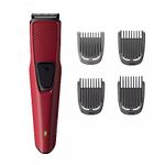 Philips Battery Powered BT1235/15 Skin-friendly Beard trimmer for Men Dura Power Technology, Cordless Rechargeable with USB Charging, Charging indicator, Travel lock