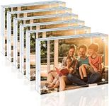 Egofine 4x6 Acrylic Frames 6 Pack, 20mm Thicker Frameless Clear Picture Frames, Double Sided Magnetic Picture Frames, Free Standing Desktop Display