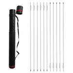 ZSHJG 12pcs Archery Carbon Arrows 32inch Carbon Fiber Hunting Arrows Target Practice Arrows Spine 500 with Arrow Quiver for Recurve and Compound Bow (arrows and quiver)