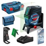 Bosch Professional 12V System Laser Level GCL 2-50 CG (1 Battery 12V + Charger, green laser, interior, W/App function, Mount, Visible Working Range: up to 20m, in L-Boxx), 0601066H70