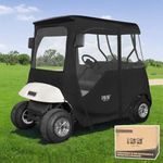 10L0L Golf Cart Enclosure 600D for EZGO TXT & RXV 2 Passenger, 4-Sided Clear PVC Window Rain Cover with Zipper Entry, Storage Black