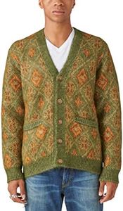 Lucky Brand Cardigan jacquard con stampa Oushak da uomo, Olive Combo, L