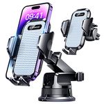 【2024 New Upgraded】 Car Phone Holder VANMASS【Strongest Suction & Clip】 Universal Pro Cell Phone Mount for Dashboard Windshield Truck Cradle Dash Stand for iPhone 15 Pro Max 14 13 12 Android, Silver