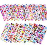 Gifting Square 3D Stickers for Kids Craft Decoration DIY Variety Pack for Scrapbooking Journal Including Animal, Hearts, Rainbow, Fish, Dinosaurs, Cars etc. (20 Sheets)