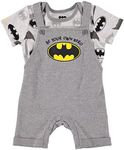 Batman 3 Piece Infant Boys Long Sleeve Bodysuit with Pullon Pants and Matching shoes, Grey/Black/Yellow 1, 24 Months