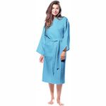 Enchant Home Premia - Pure Cotton | Highly Absorbent| Super Soft | Light Weight| Unisex Waffle Design Bath Robe (Turquoise Blue)