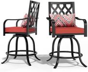 YITAHOME Metal Outdoor Bar Stools Set of 2, Heavy Duty Patio Bar Stools w/Max Bearing 352 Lbs, E-Coated Outdoor Swivel Bar Stools w/Cushion & Pillow for All Weather Patio Deck Poolside, Black