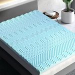 Giselle Bedding 11 Zone King Memory Foam Mattress Topper, Foldable Bed Mattresses Toppers Protector Bamboo Cool Cover Sleeping Mat Home Bedroom, 8cm Thick Removable Washable Blue