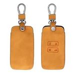 kwmobile Car Key Cover Compatible with Renault 4 Button Car Key Smart Key (only Keyless Go) - Synthetic Nubuck Leather Fob Cover - Light Brown