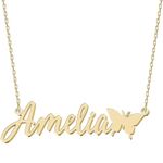 Gold Butterfly Necklace with name Personalized Name Plate Pendant Jewelry for Women Teen Girl Daughter Christmas Birthday Gifts Ideas