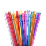 AUMA 30-Pack Reusable Plastic Drinking Straws, 10.5 inches Long Colored Tumbler Replacement Straws with Cleaning Brush