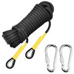 Outdoor Climbing Rope 10M(33ft), 8mm Outdoor Climbing Rope, Static Rock Climbing Rope with 2Pcs Carabiner, Escape Rope, Rescue Parachute Rope, for Hiking/Climbing/Rock Climbing/Outdoor Activities