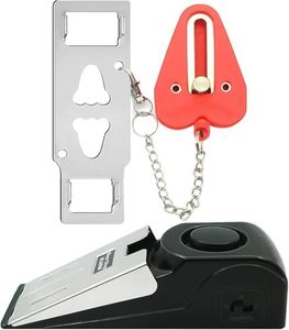 Portable Door Lock & Door Stop Alarm Set, Dual Protection Home Security Door Kit, Travel Hotel Door Lock Devices Pocket Self Defensey Tools for Traveling Hotel Home Apartment,Red