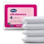 Silentnight Ultrabounce Firm Pillows 4 Pack – Firm Support Pillows with Fibre Core Ideal for Side Sleepers and Neck and Shoulder Pain Relief – Hypoallergenic – Pack of 4, White