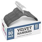 ZOBER Velvet Hangers, Coat Hanger, Clothes Hanger, Hangers 50 Pack, Non Slip Space Saving Closet Hangers, 360° Swivel Hook, Clothing Hanger, Shirt Hanger, Tops Hanger, Dresses Hanger (Grey)