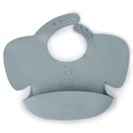 Tamy Premium Silicone Baby Bib – Waterproof bib with food catcher, adjustable, BPA free, soft & stain proof feeding bib for babies 6 months to 2 years and above (Stormy Gray)