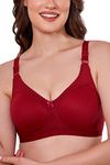 MAROON maroon-36C Full Support M-Frame Minimiser Spacer Cotton Blend Bra for Women Non-Wired, Non-Padded, Full Coverage Seamless T-Shirt Bra