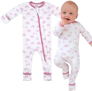 DREAMLAND BABY Bamboo Viscose Baby Pajamas (0-24 months). Ultra Soft Viscose Sleepers with 2-Way Zipper, Mitten & Foot Cuffs